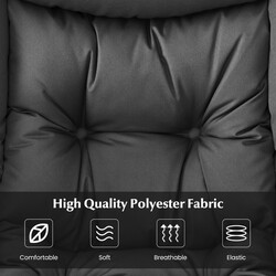 Lænestol med fodpall beige polyester metalramme sidelomme