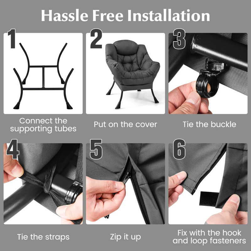 Lænestol med fodpall beige polyester metalramme sidelomme