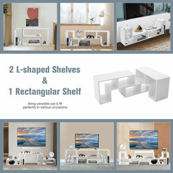 Tv-bænk hvid spånplade justerbar 134-180 cm med opbevaring