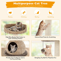 Katteklatretræ mørkebrun spånplade sisal med hul flaneloverflade 48x48x70