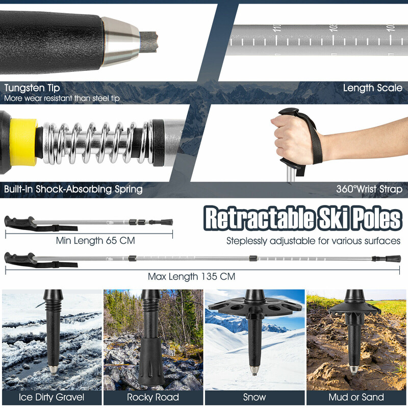 Snøskor 4-i-1 blå let aluminium PE justerbare 63x21 cm