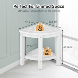 Hjørnedusjbænk hvid HDPE 32