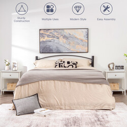 Natbord 2-pak hvid MDF 48x40x58 cm med skuffe og hylde