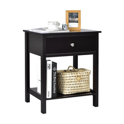 2 stk sort natbord med skuffe og hylde 48x40x58 cm