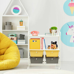 Trillevogn med fire skuffer jern plast 63x37x75 cm farverig til hjem