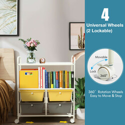 Trillevogn med fire skuffer jern plast 63x37x75 cm farverig til hjem