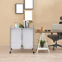 Rullevogn med metalramme 12 gennemsigtige plastkasser 64x38x75 cm