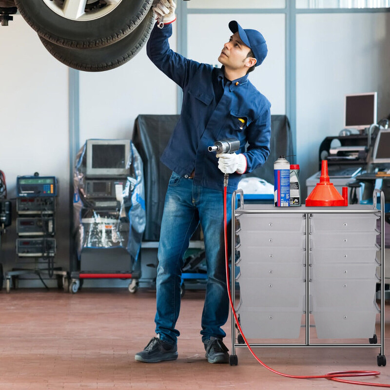 Rullevogn med metalramme 12 gennemsigtige plastkasser 64x38x75 cm