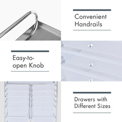 Rullevogn med metalramme 12 gennemsigtige plastkasser 64x38x75 cm