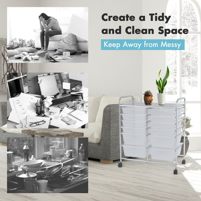 Rullevogn med metalramme 12 gennemsigtige plastkasser 64x38x75 cm