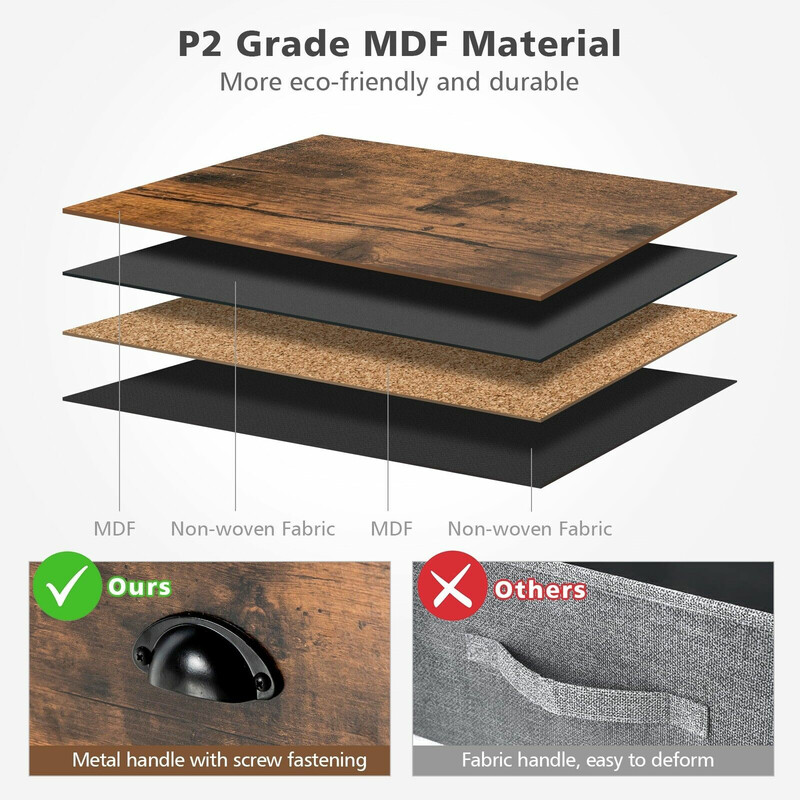 Kommode rustik brun MDF non-woven fem skuffer 100x30x54 cm