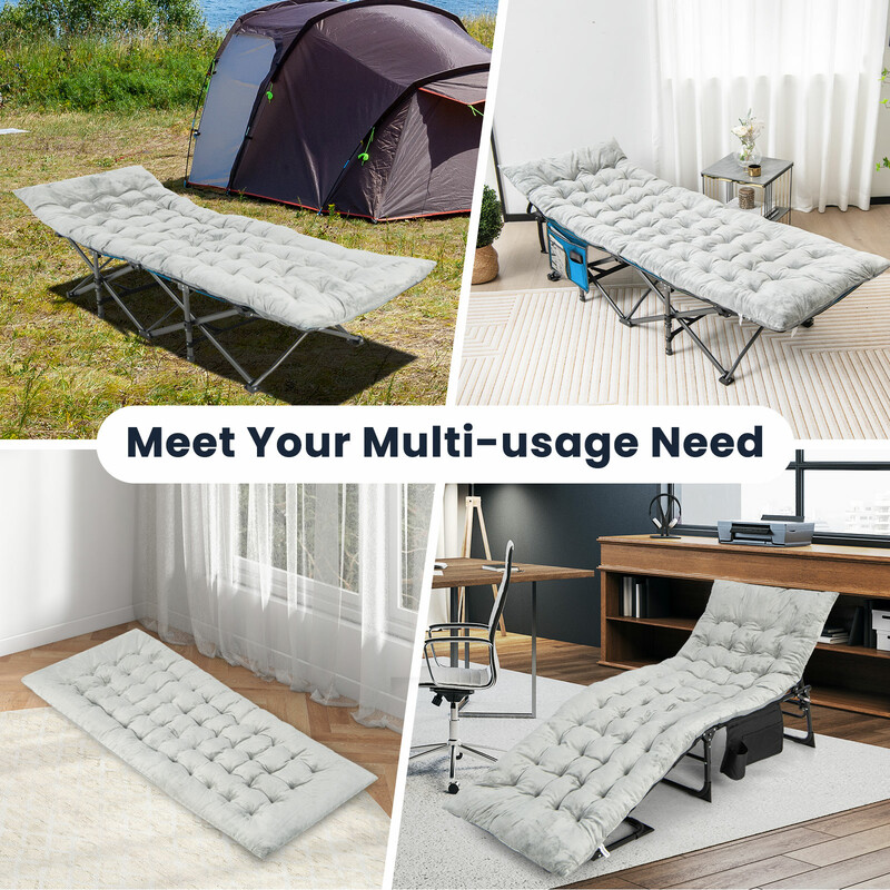 Loungeunderlag i krystalfløjl 190x70 cm grå med fæstebånd