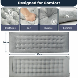 Loungeunderlag i krystalfløjl 190x70 cm grå med fæstebånd