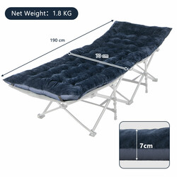 Vilstolspude blå 190x70 cm kristallvelvet med fastgørelse til udendørs brug