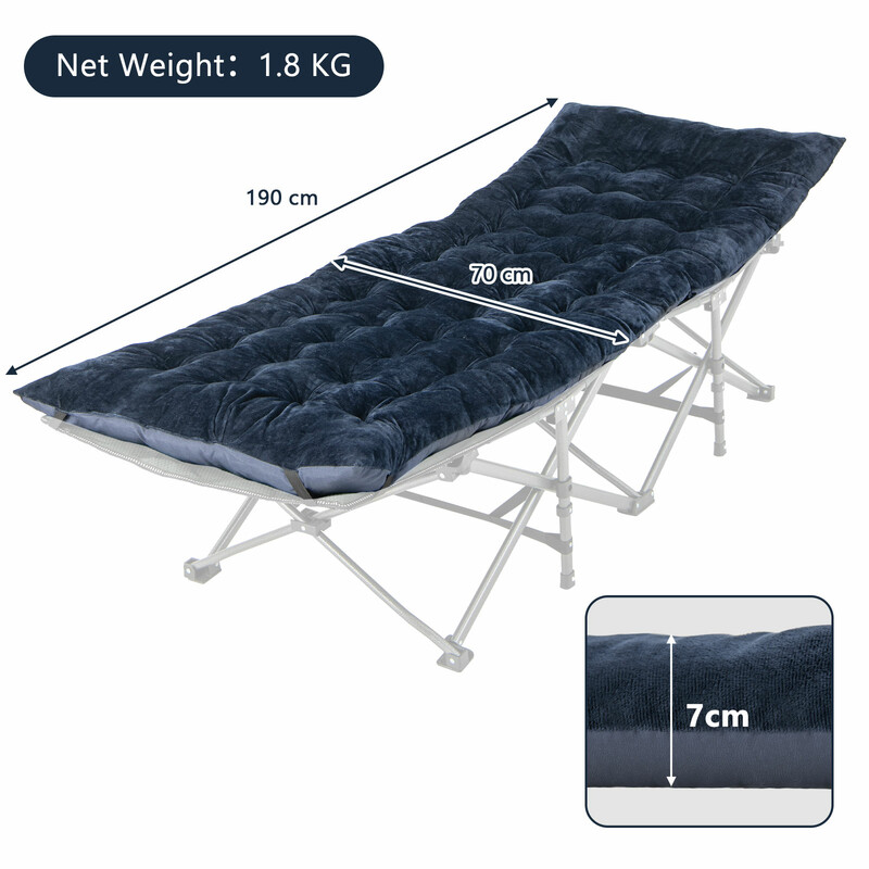 Vilstolspude blå 190x70 cm kristallvelvet med fastgørelse til udendørs brug