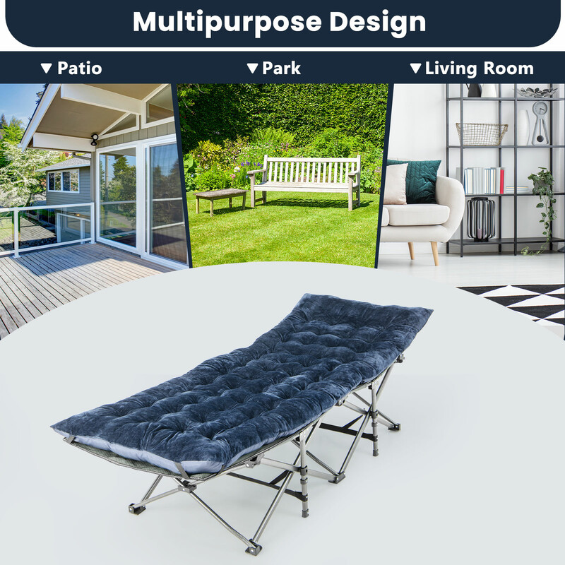 Vilstolspude blå 190x70 cm kristallvelvet med fastgørelse til udendørs brug