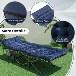 Vilstolspude blå 190x70 cm kristallvelvet med fastgørelse til udendørs brug