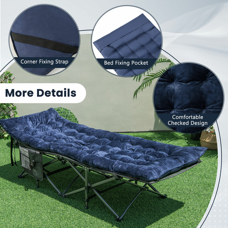 Vilstolspude blå 190x70 cm kristallvelvet med fastgørelse til udendørs brug