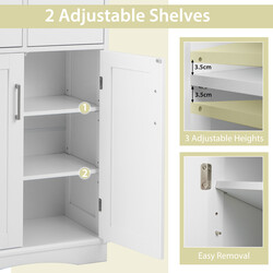 Badeskab hvid MDF 60x30x108 cm med to skuffer og justerbare hylder