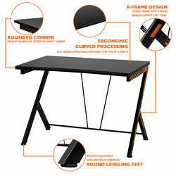 Ergonomisk gamingbord 116 cm sort MDF med r-formet metalben