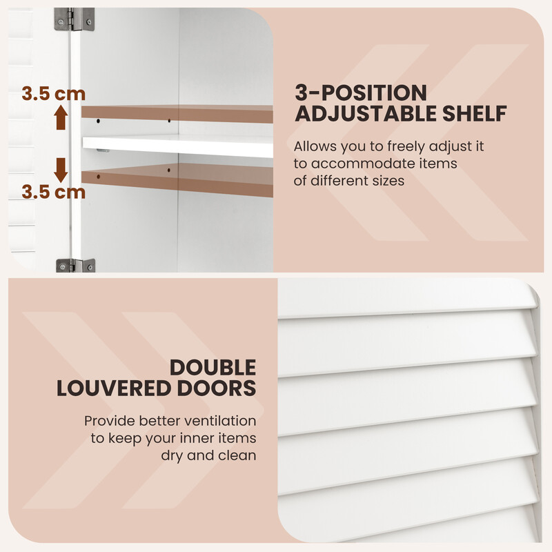 Vægskab MDF hvid 58x22x75 cm med lamelldøre og justerbar hylde