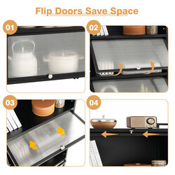 Køkkenopbevaringshylde sort metal PC 60x32x154 cm fem hylder hjul