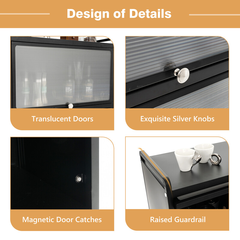 Køkkenopbevaringshylde sort metal PC 60x32x154 cm fem hylder hjul