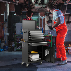 Metal værktøjsvogn 2-i-1 aftagelig kasse 4 skuffer 100kg kapacitet 59x28x102cm