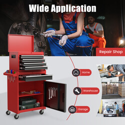 Værktøjsvogn metal sort 2-i-1 med 4 skuffer 59x28x102 cm 100 kg kapacitet