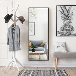 Helkropsspejl 56 x 150 cm sort aluminiumramme med splittersikkert sikkerhedsglas