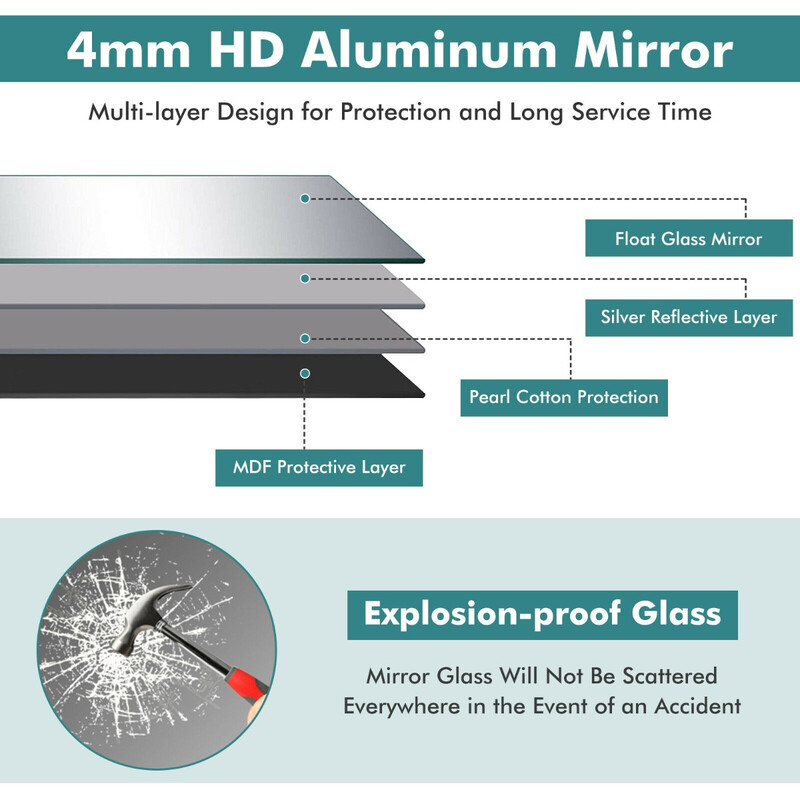 Helkropsspejl 56 x 150 cm sort aluminiumramme med splittersikkert sikkerhedsglas