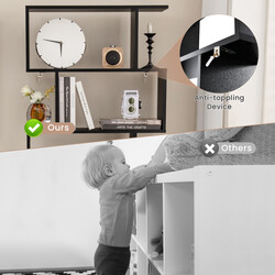 Bogreol sort træ MDF 5 hylder to døre 183x70x23 cm