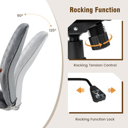 Kontorstol grå fløjl justerbart ergonomisk ryglæn 150 kg