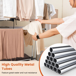 Sammenklappeligt rustfrit metal tørrestativ med 4 niveauer og hjul grå