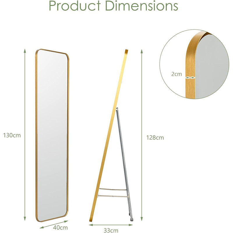 Helkropsspejl guld stålramme 40x32