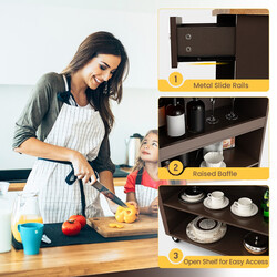 Køkkenvogn brun gummitræ 108x60 cm arbejdsbænk med skuffe hylder og håndklædeholder