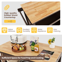 Køkkenvogn brun gummitræ 108x60 cm arbejdsbænk med skuffe hylder og håndklædeholder