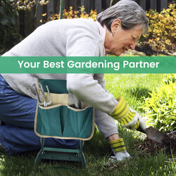 Sammenklappelig havepall med EVA-pude værktøjspose grøn sort 58x27