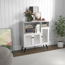 Sideskab hvid MDF med glasdøre og justerbare hylder 100x39