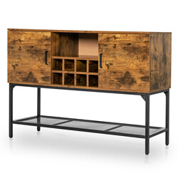 Sideboard træ rustik brun 120x40x85 cm med vinholder