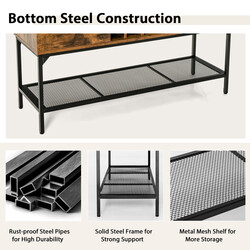 Sideboard træ rustik brun 120x40x85 cm med vinholder