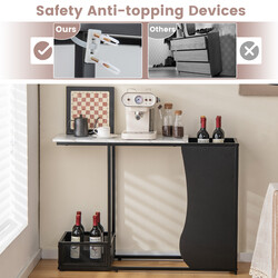 Sidebord 110 cm sort hvid MDF metal med marmormønster og planteholdere