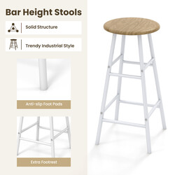 Barbordssæt 120 cm MDF metal med vinholder og 2 barstole naturlig farve