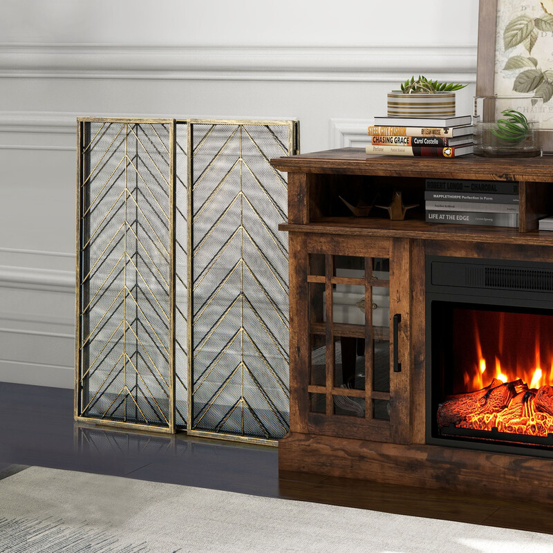 Pejsesikring bronze metal 133 x 78 cm trepanel sammenklappelig