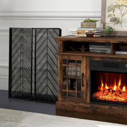 Metal ildskærm med tre paneler 133x78 cm sort