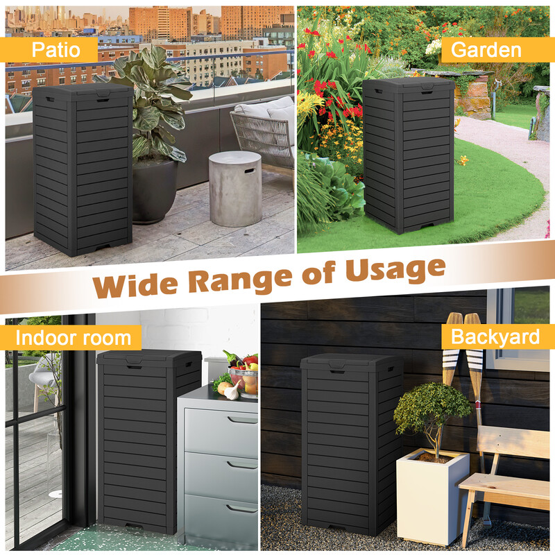 Affaldsspand 118 L sort harpiks med lås håndtag og væskebeholder