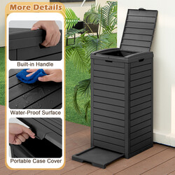 Affaldsspand 118 L sort harpiks med lås håndtag og væskebeholder