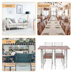 Spisegruppe med MDF bord 120x70 cm brun og 4 stålstole