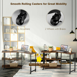 Sidebord L-formet 80x30x67 cm rustik brun MDF stål med 2 hylder