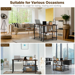 Sidebord L-formet 80x30x67 cm rustik brun MDF stål med 2 hylder